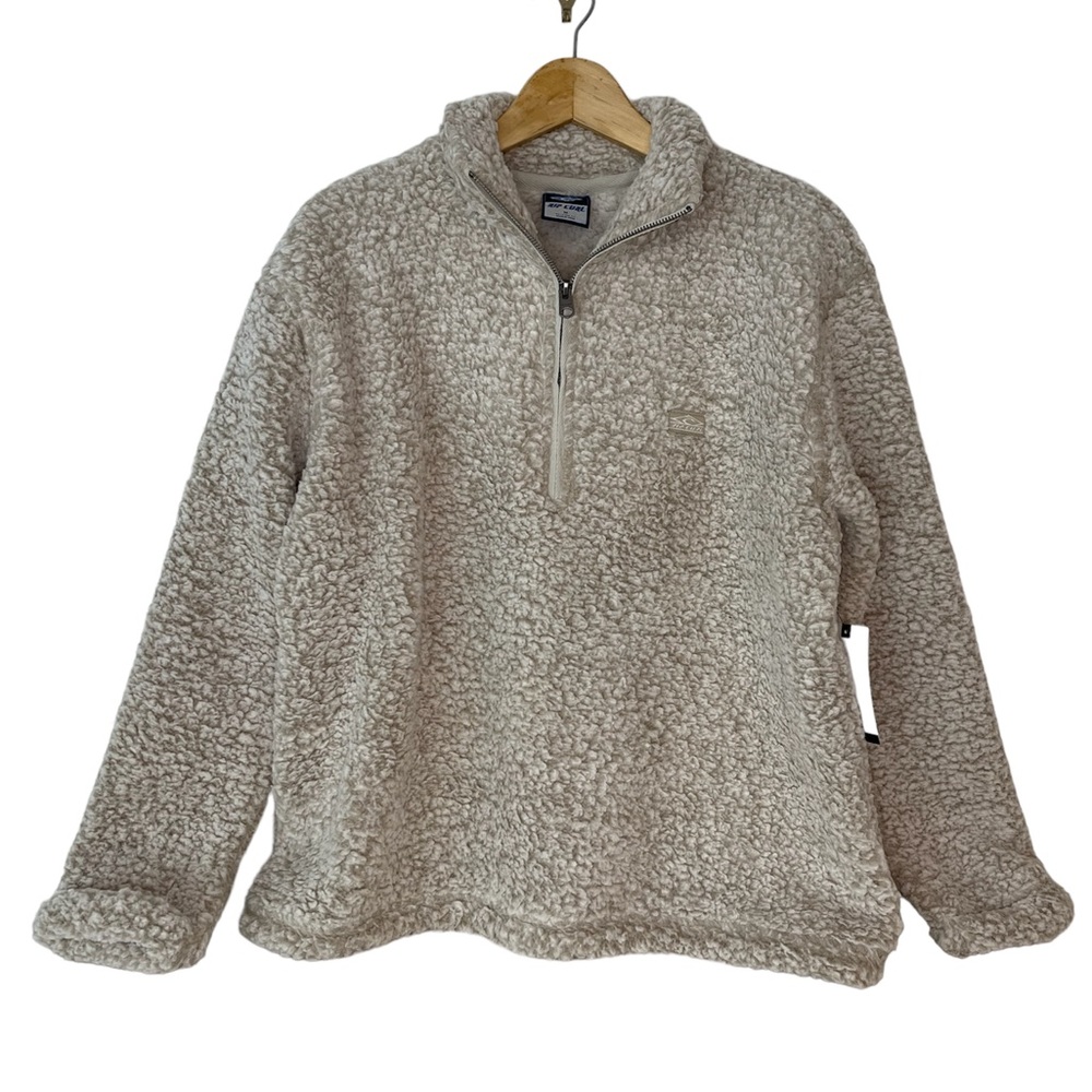 RIP Curl Fleece Pullover 1/4 Zip Crew Dark Stormy Cream NWT Women’s Size Large